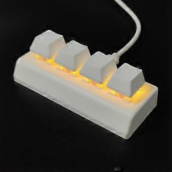 4 Tasters Programmerbart Tastatur Rød Bryter Ctrl C V Enter Mini Mekanisk Tastatur Støtte NKRO for Spillkontor Hvit A