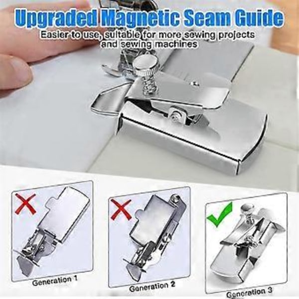 Uppgraderad Magnetisk Sömnadsguide för Symaskin, Buddy Sew Magnetisk Sömnadsguide, Universell Sömnadsguide, Fållguide