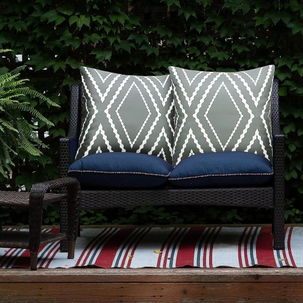Vedenpitävät Boho-tyynynpäälliset - Geometriset kuviot ulkoilmaan, terassille ja puutarhaan, 2 kappaleen sarja