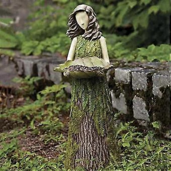 Eventyrpige Fuglefoderbræt Havestatue Ornament Harpiks Håndværk Udendørs Havestatue