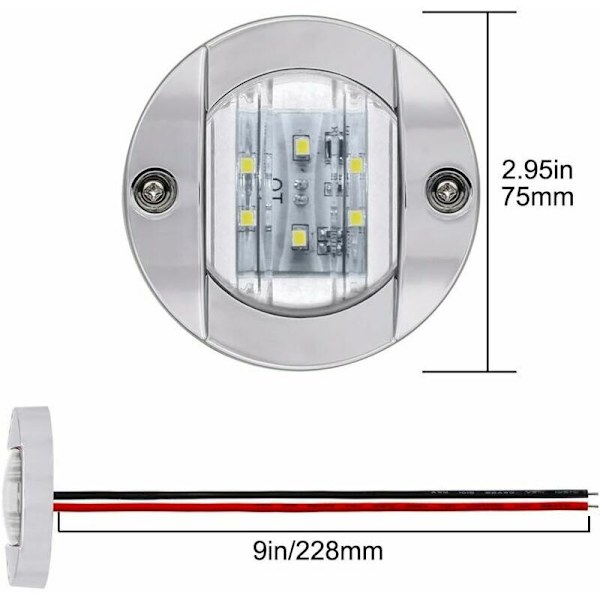 10 kpl:n erä merenkulkualuksia varten tarkoitettuja 4 LED-takavaloa, 12 V:n vedenpitävät turvavalot - valkoinen