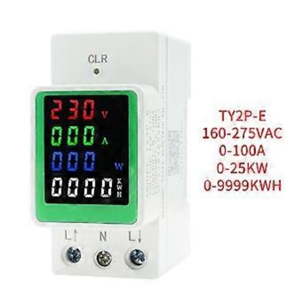 AC DIN-skena Förbrukningsmätare Wattmätare Digital Multimeter LED-Display