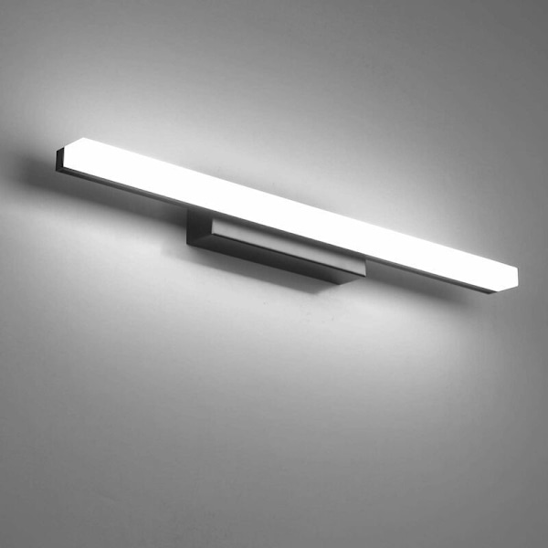 LED Mirror Lamp Bathroom Wall Lamp 40CM Cold White 9W 6000K Black Indoor Bathroom Lighting Lamp Bathroom Lighting 800LM Non-dimmable [Energy Class F