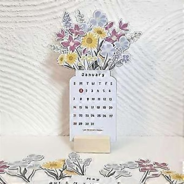 2 ST 2024 Bloomy Flowers Skrivbordskalender, Skrivbordskalender 2024, Mini Skrivbordskalender, 2024 Kalender med Blomtema