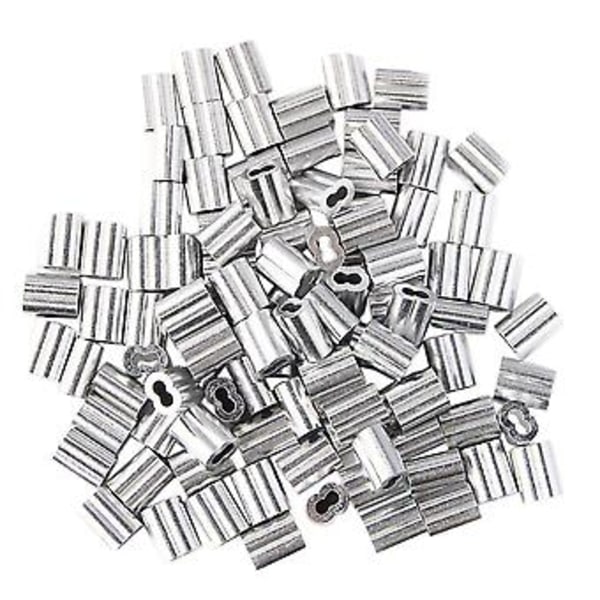 100 stk. Aluminium Krympesløyfehylse for 3 mm Diameter Wiretau og Kabel