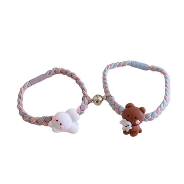 2 st magnet attraherar elastiskt rep björnar och kaniner armband bff rep vävning