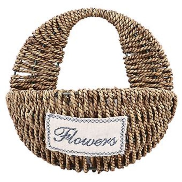 Vevd Blomsterkurv - Rustikk Retro Stil Stråkurv for Kontor, Selskap, Hjem, Liten