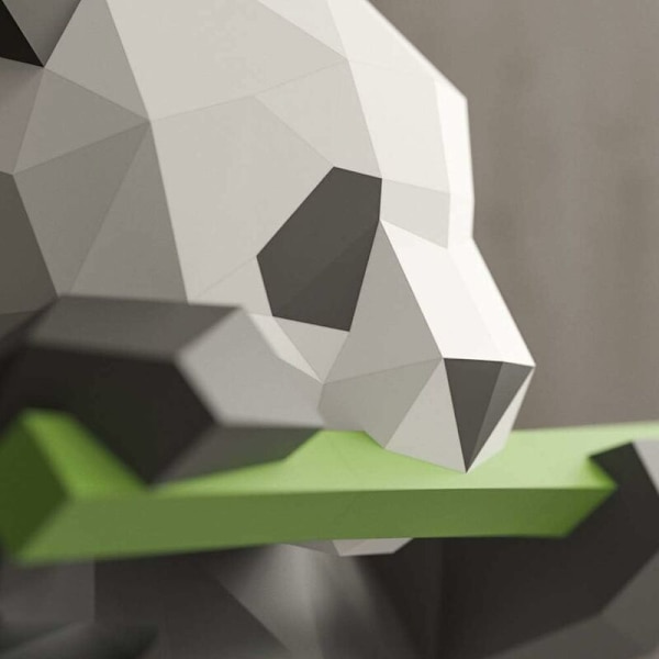 Origami Panda syö bambua Papercraft DIY 3D-malli Geometrinen taitettu paperi kodin DIY-koristeluun (Iridescent Paper)-Fei Yu