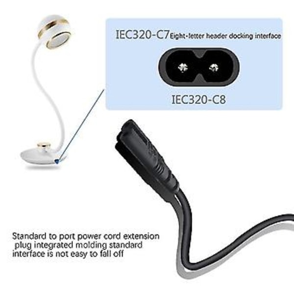 IEC 3-benet C14 Han Til C7 Hun Konverter Adapter Kabel Til PDU UPS Kedel (2.0m)