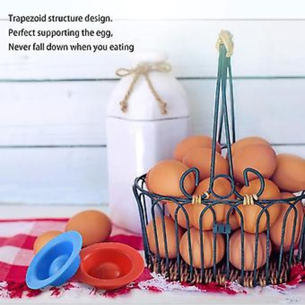 4 stk. silikon eggkopper i moderne design holdere sett servering kjøkken kokte egg frokost (tilfeldig C