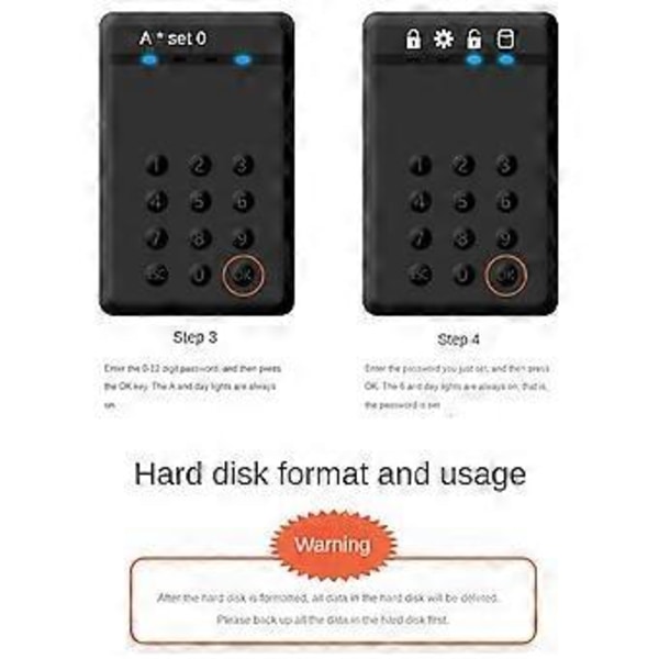 HDD Kabinett SSD Case Kryptert Harddisk Kabinett 5Gbps USB3.0 SATA Harddisk Kabinett for 2.5 Tommers Harddisk