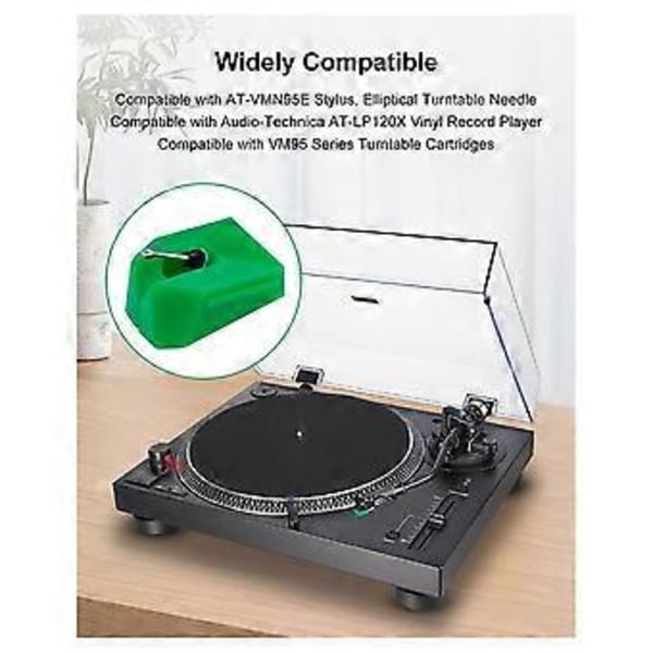 Platespiller Nål for AT-VMN95E Stylus, Elliptisk Platespillernål for AT-LP120X Vinyl Platespiller