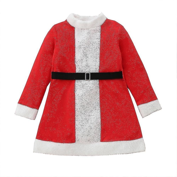 Børn Piger Jul langærmet T-shirt kjole Julemand Cosplay kostume