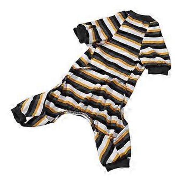 Hundpyjamas 4-bent Mjuk Stretchig Varm Förhindrar Slickande Randig Valp Jumpsuit Sovkläder för Kallt Väder XL