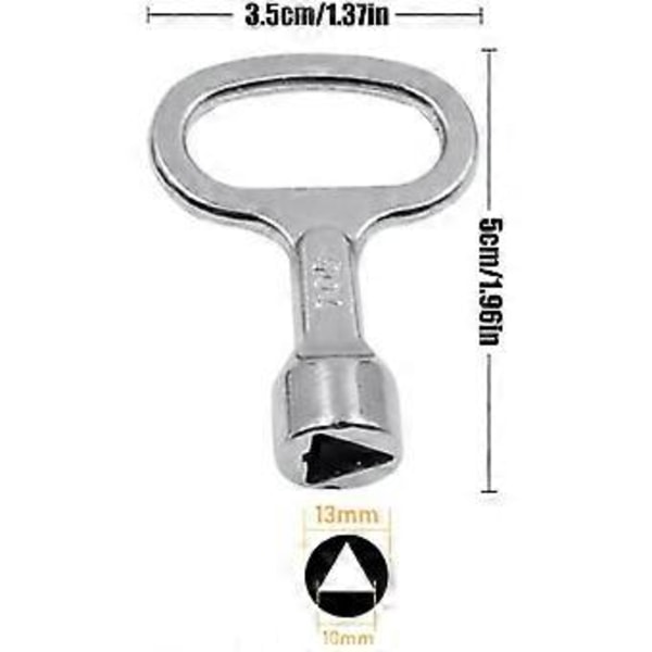 2 kpl Mittarikaapin avain, Kolmionmuotoinen kaasu- ja sähkömittarikaapin avain, Metallinen kolmioavain, Avain kaasumittarikaappiin 5cm/1.97tuumaa