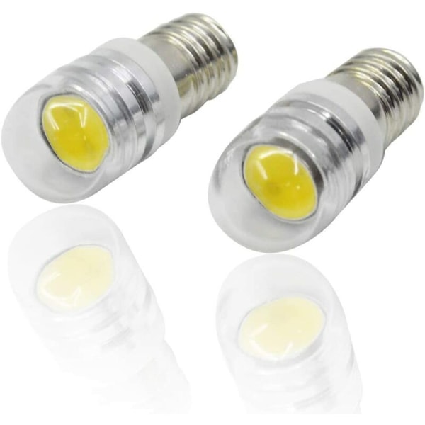 4 stk 12V E10 Sockel LED Pære COB 1.5W LED Oppgradering Pæreerstatning for Frontlykter Lommelykter Lommelyktpærer, 3000K Varm Hvit