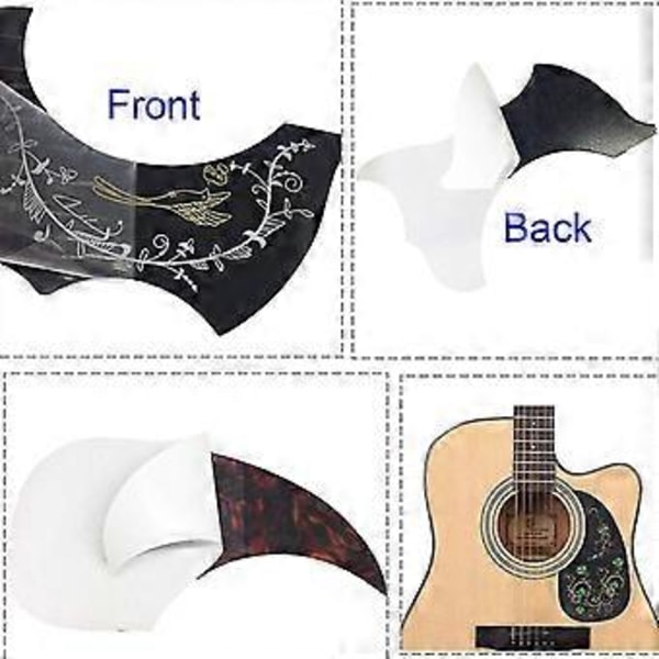 8-pack Akustisk Gitarr Plektrumskydd Självhäftande Kolibri- och Vattenformade Gitarrplektrumskydd för 40-tums och 41-tums Gitarr