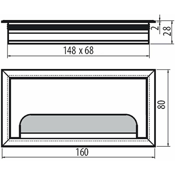 Firkantet kabelgjennomføringsdeksel 80x160mm for innfelt på skrivebord Kabelarrangør for sett med 4