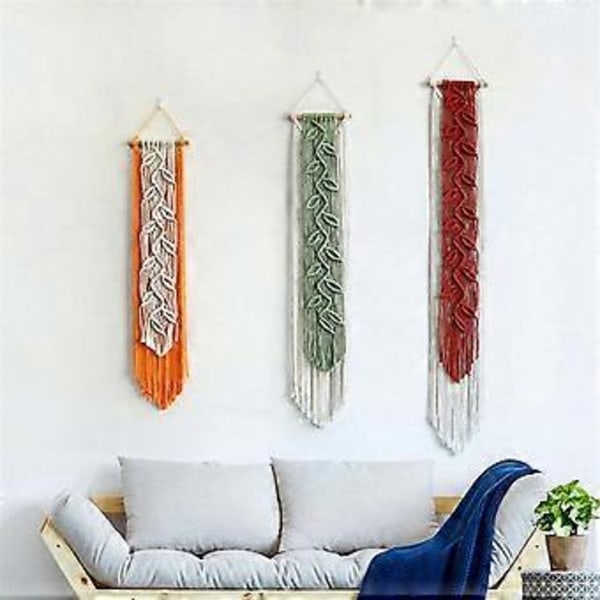 Nordisk Bladvævet Macrame Tapestry Hængende Boho Have Kvast Vægophæng Stue Soveværelse Hjem Hotel Indretning A