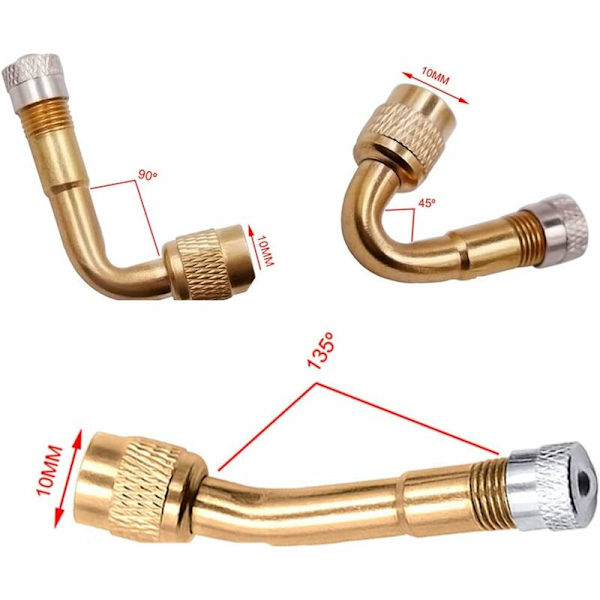 Ventilforlengelse Ventilforlengelsesadapter Dekkadapter 6 stk Dekkventilforlengelse Profesjonell Dekk Messing Dekkventilsett for Bil Lastebil Motorsykkel
