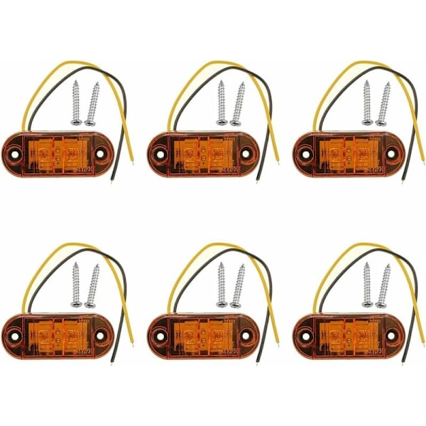 6 x Side Marker Lights 12V 24V Orange LED Front Side Marker Lights Side Marker Lights LED Side Marker Lights for Car Trailer RV Caravan Motorcycle M