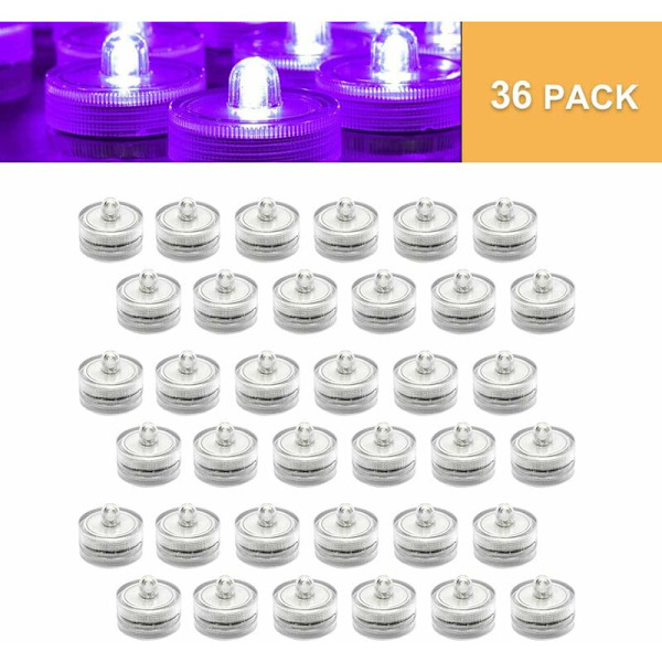 36-pak rosa vanntette runde undervanns mini LED-tealights, nedsenkbare lys for hjem, bryllup, fest, vase, festival, valentinsdagdekorasjon