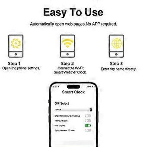 Älykäs WIFI-sääasema Kello DIY Söpöt GIF-animaatiot Pöytäkoneen koristelu Elektroninen albumitoiminto MINI Kello C