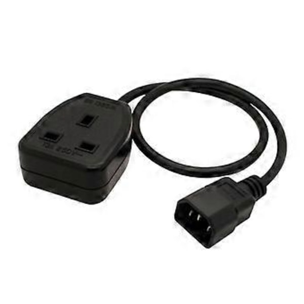 60cm Lång IECC14 Hane till UK 3-Pin Hona Uttag Strömkabel för Elektronik