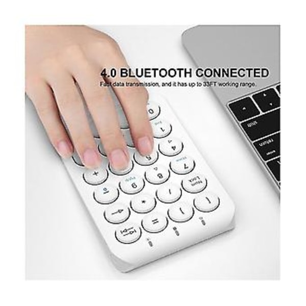 Trådløst numerisk tastatur Bluetooth Num Pad Runde tastehetter Numpad 22 taster Oppladbart numerisk tastatur