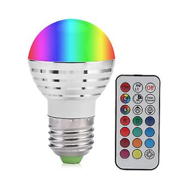 E27 3W RGB LED Färgskiftande Ljuslampa med Fjärrkontroll