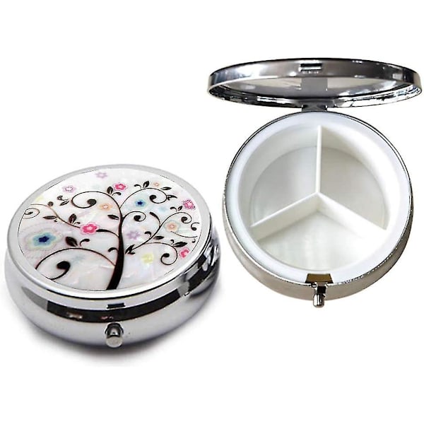 4 st bärbara runda metallpillerburkar - Art Abstract Painting Lid, Auhota Mini Medicin Tablett Organizer Behållare Hållare För Fickväska
