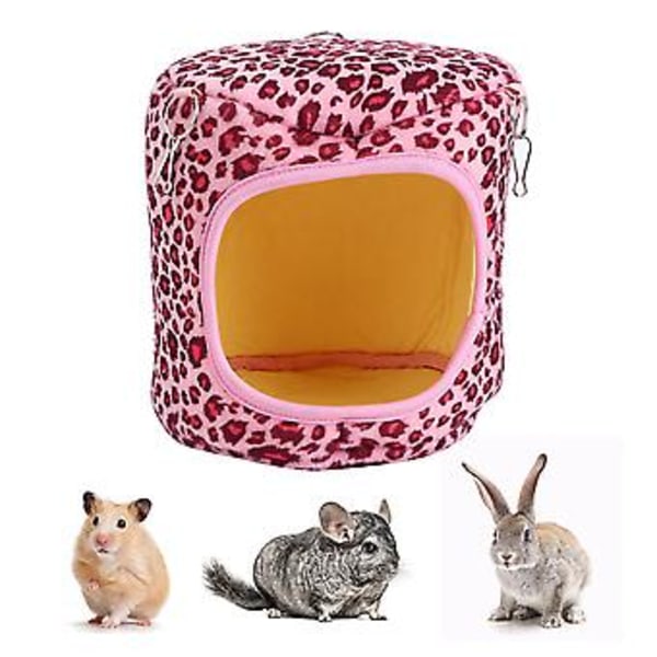 Varm hängmatta i bomull för husdjur, hängande sovbo för ekorre, igelkott, marsvin, chinchilla, kaniner, rosa leopard