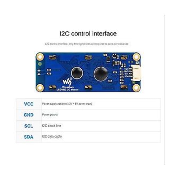 Lcd1602 I2c Lcd Skærm Aip31068 32-tegns Lcd Skærm Kompatibel Med 3.3v/5v Til Rasp/pi P