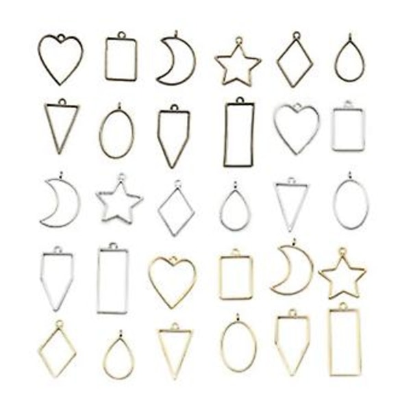 Metall Geometrisk Hul Ramme Form UV Epoksy Resin Form For DIY Smykkefremstilling Resultat Rund Penn