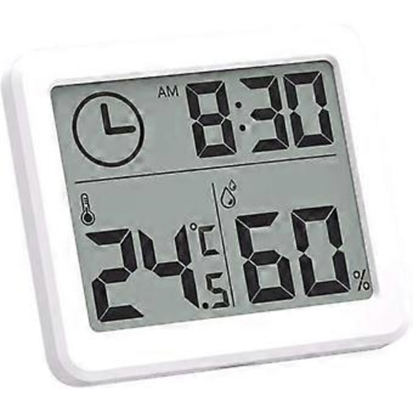Digital Inomhus Hygrometer Termometer, Väderstation Väckarklocka LCD C/f Omkopplingsbar Temperatur Luftfuktighetsmätare Väggfäste Och Bordsstativ