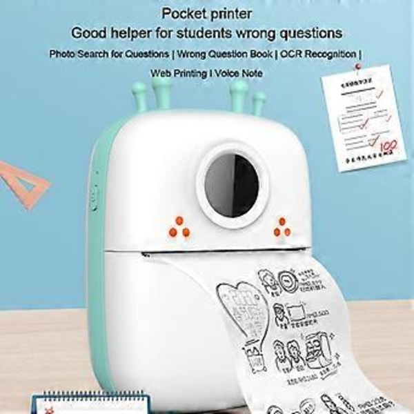 Trådløs Lommeprinter Termisk Etiket Mini Udskrivning BT-kompatibel til Studerende