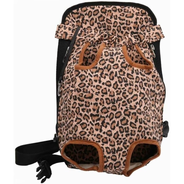 Ben til forreste kæledyrshund, håndfri justerbar rygsæk rejsetaske til små mellemstore hvalpe hunde kat kanin racer udendørs XL, leopard