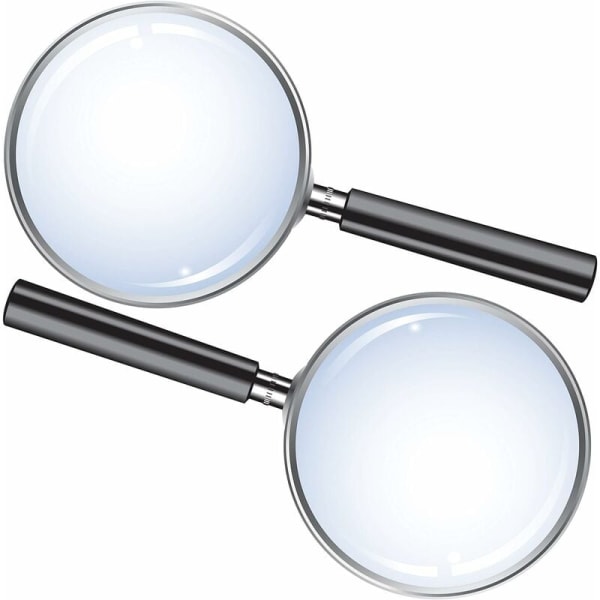 Set of 2 Large Reading Magnifiers, 90mm Glass, Lightweight and Sturdy, for Seniors and Students, 3x Magnification