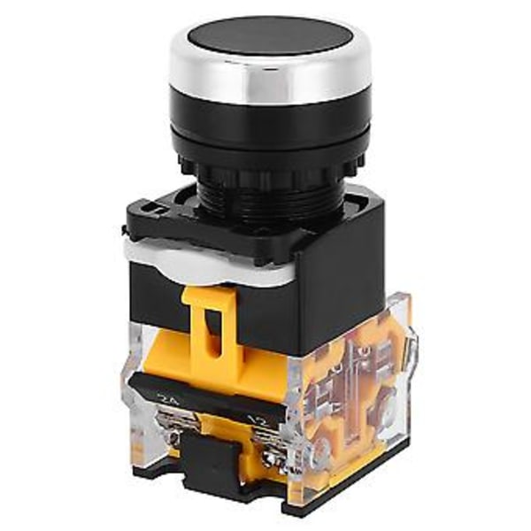 5st 22mm 37V-440V Tryckknappsbrytare Självåterställande Knappbrytare utan Lampa (Svart)