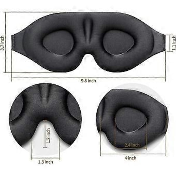 2-pack Sömnmask 3D Konturformad med Justerbart Band