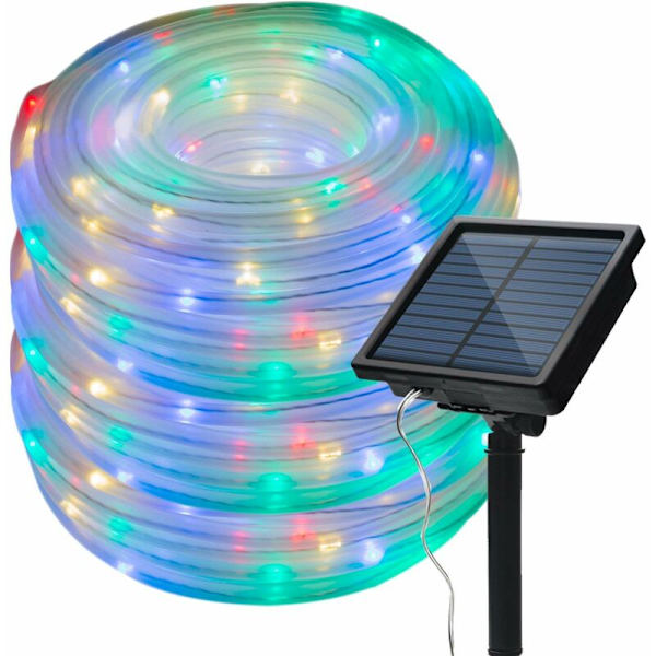 Solcellslingor utomhus, vattentäta 20M 200 LED, 8 lägen, koppartrådsrör, gnistrande solcellslampor för trädgård, bröllopsfest, jul D