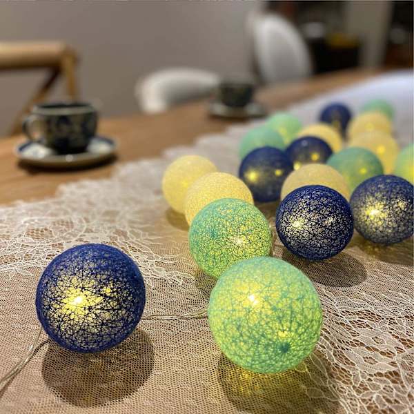 Bomullsbollar Fe-ljus 20 Led Bomullsbollar Strängljus  För Sovrum,fest,inomhus,bröllop,festival Dekor\"