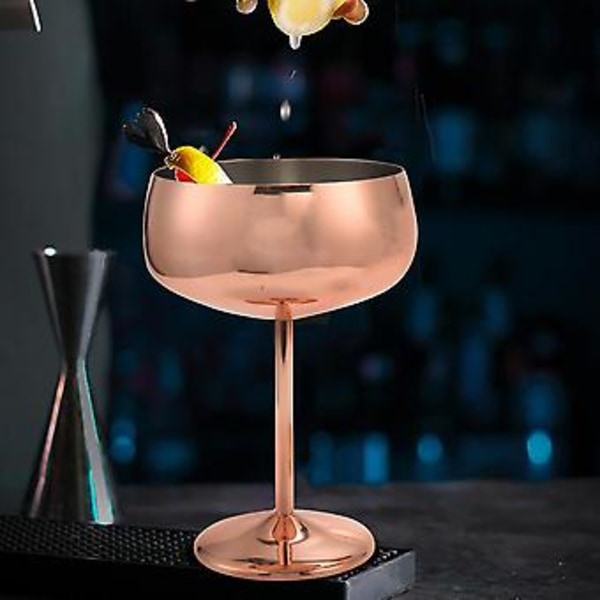 Lasit, 2 kpl, ruostumatonta terästä, vintage-cocktail-lasi, viinipokaali
