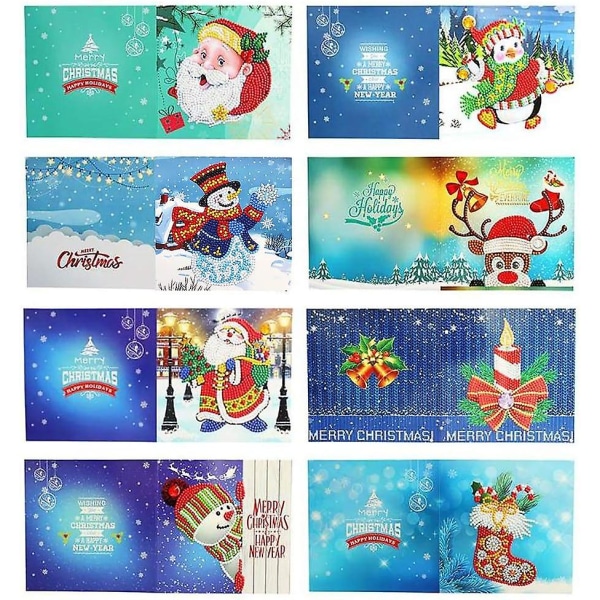 Diamond painting onnittelukortit, sarjakuva joulun syntymäpäiväpostikortit, joissa on itse tehty 5d-kirjonta (lahja)