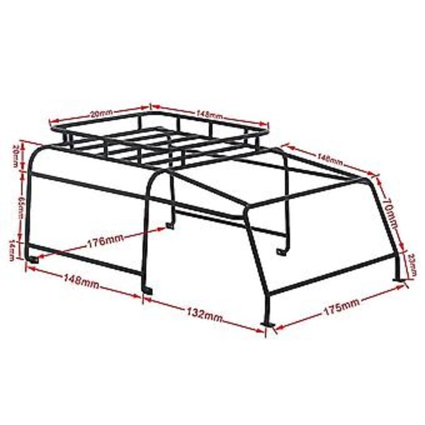 Takräcke i metallstål Roll Ca Lugga Tray För 1/10 Rc Crawler Car Rc4wd Lande Ii G2 D90 Uppgrad