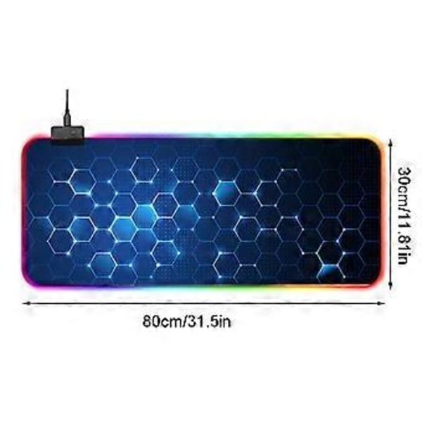 Halkfri RGB Musmatta 14 LED-lampor Tangentbordsmatta Spelmusmatta