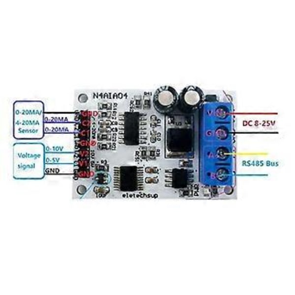 4-20MA Spänningssignalinsamling RS485 Modbus RTU-modul för PLC Strömtransmittrar Mätinstrument