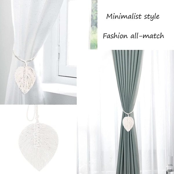 4-pack Boho-blad gardinupphängningar i bomull, macramé