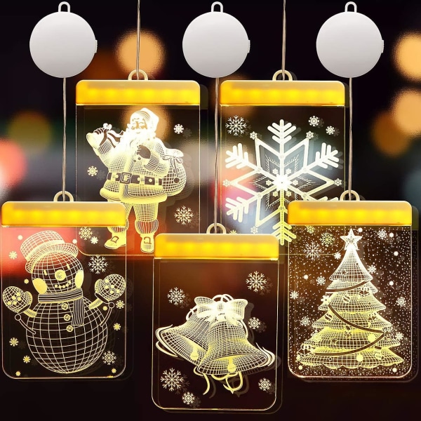 Lämminvalkoiset jouluvalot - Led-keijuvalot sisä- ja ulkosisustukseen - ikkunaan ripustettava koristeellinen jouluvalo