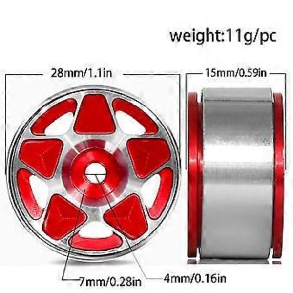 4st 1.0 tum Metall Beadlock Hjulnav Fälg för 1/18 1/24 RC Crawler Bil TRX4M Uppgraderingsdelar Tillbehör Brun